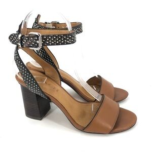 Coach Paige Chunky Heels With Snakeskin Brown Leather Ankle Strap Sandals Sz 5.5